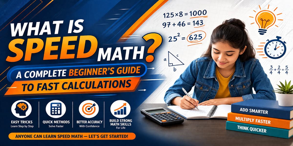 Speed math concept showing fast mental calculation techniques for beginners