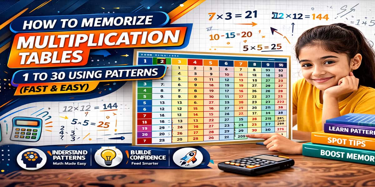 Multiplication tables 1 to 30 memory tricks and pattern-based learning guide