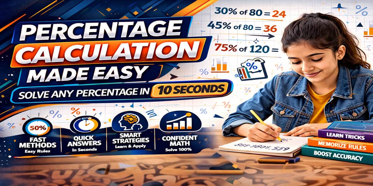 Percentage calculation shortcut methods for SSC CGL and bank exams