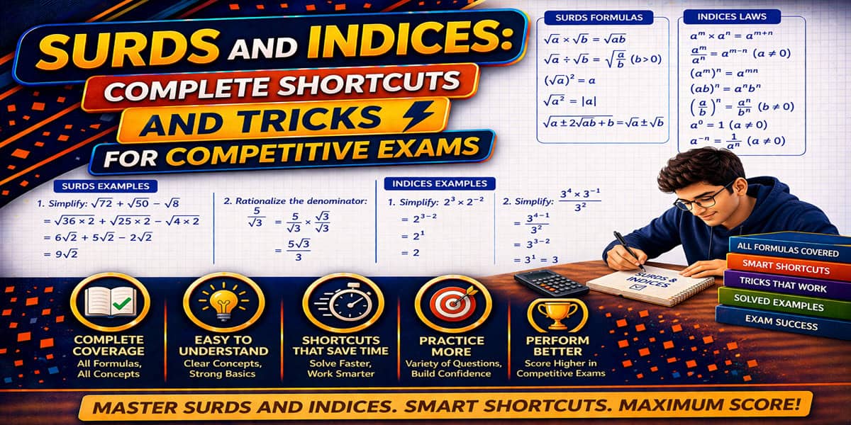 surds and indices shortcuts competitive exams